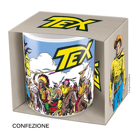 La confezione della tazza con logo e immagine di Tex realizzata da Galep