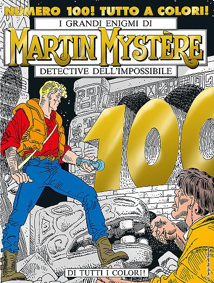 Martin Mystère n. 100 - "Di tutti i colori" - copertina con inserti in colore oro e parti in rilievo